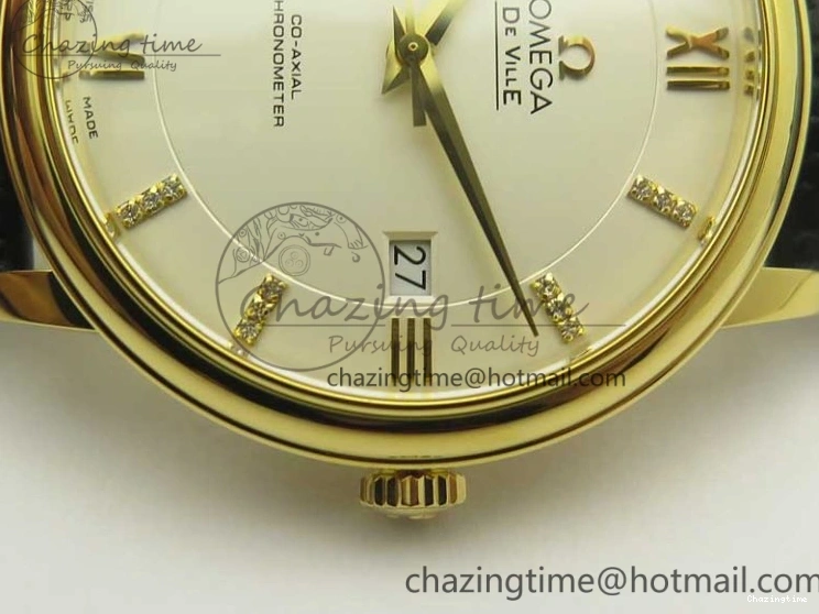 0419 De Ville YG MKF 1:1 Best Edition Silver Dial Diamonds Markers on Black Leather Strap MIYOTA 9015 V Flexible 8046